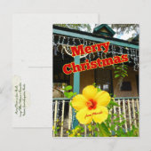Vrolijk kerstfeest uit Florida Tropische Hibiscus Briefkaart (Voorkant / Achterkant)