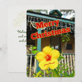 Vrolijk kerstfeest uit Florida Tropische Hibiscus Feestdagenkaart (Voorkant / Achterkant)