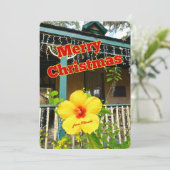 Vrolijk kerstfeest uit Florida Tropische Hibiscus Feestdagenkaart (Staand voorkant)