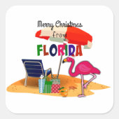 Vrolijk kerstfeest uit Florida Vierkante Sticker (Voorkant)