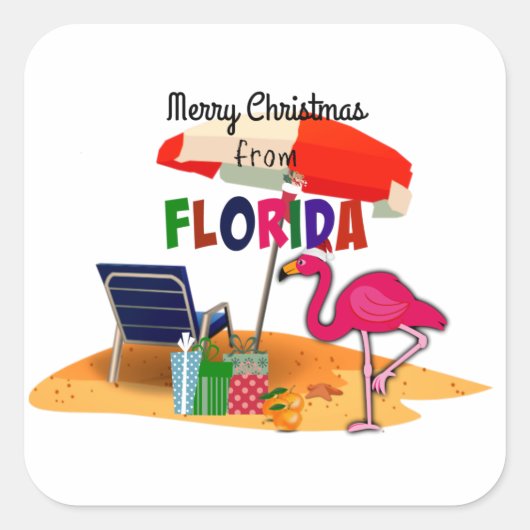 Vrolijk kerstfeest uit Florida Vierkante Sticker (Voorkant)