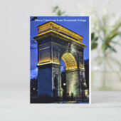 Vrolijk kerstfeest uit Greenwich Village, Wash. Sq Bedankkaart (Staand voorkant)