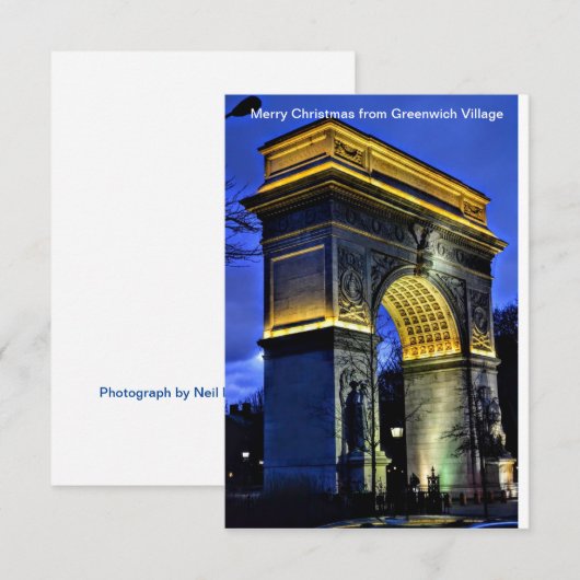 Vrolijk kerstfeest uit Greenwich Village, Wash. Sq Bedankkaart (Voorkant / Achterkant)