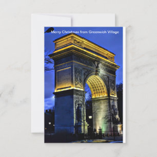 Vrolijk kerstfeest uit Greenwich Village, Wash. Sq Bedankkaart