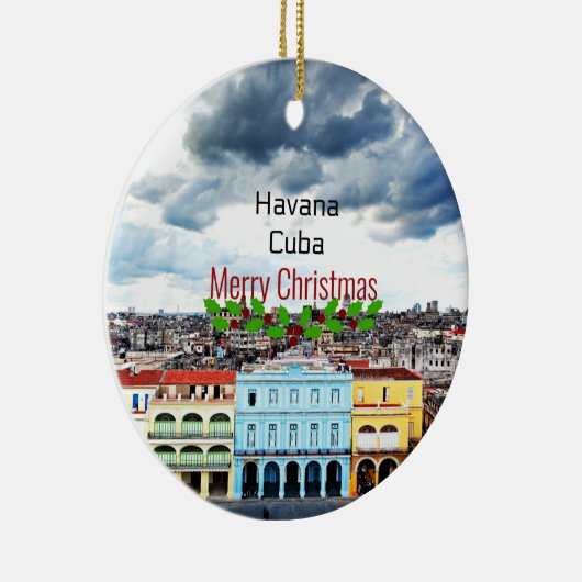 Vrolijk kerstfeest uit Havana, Cuba Keramisch Ornament (Rechts)