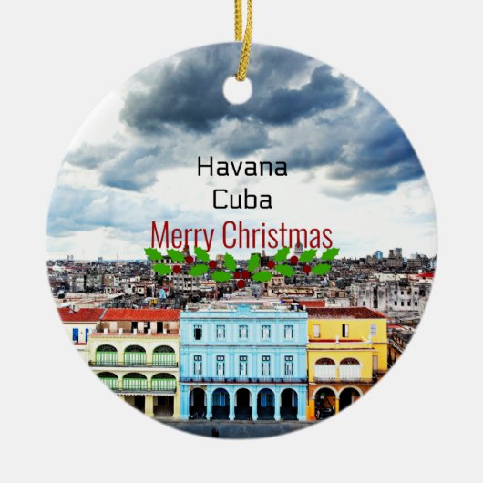 Vrolijk kerstfeest uit Havana, Cuba Keramisch Ornament (Voorkant)