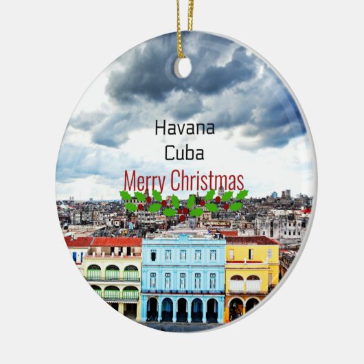 Vrolijk kerstfeest uit Havana, Cuba Keramisch Ornament (Links)