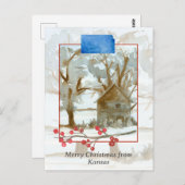 Vrolijk kerstfeest uit het winterkajuitlandschap v briefkaart (Voorkant / Achterkant)