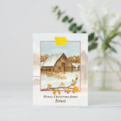 Vrolijk kerstfeest uit Iowa Barn Boerderij Winters Briefkaart (Staand voorkant)
