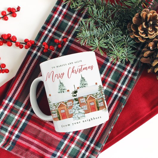 Vrolijk kerstfeest uit je buren koffiemok