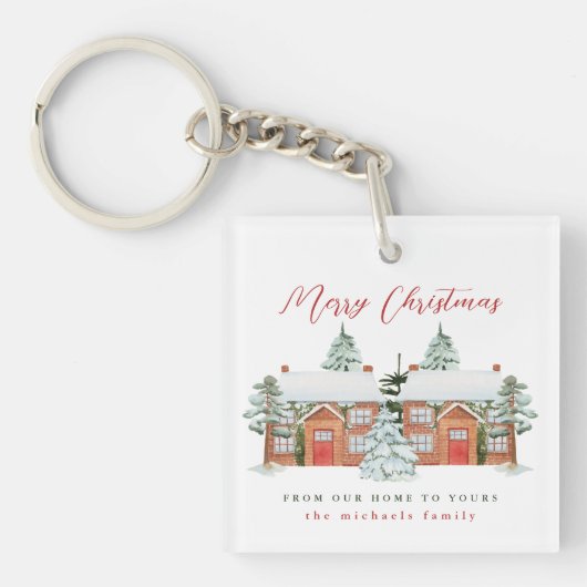 Vrolijk kerstfeest uit je buren sleutelhanger (Voorkant)