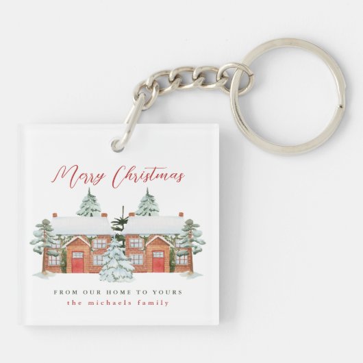 Vrolijk kerstfeest uit je buren sleutelhanger (Achterkant)