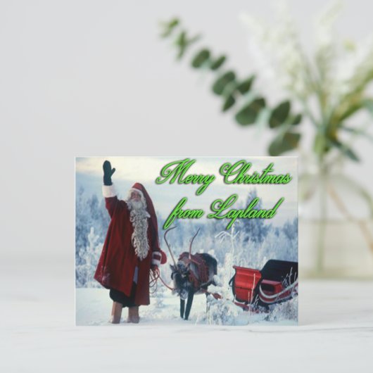 Vrolijk kerstfeest uit Lapland Feestdagenkaart (Staand voorkant)