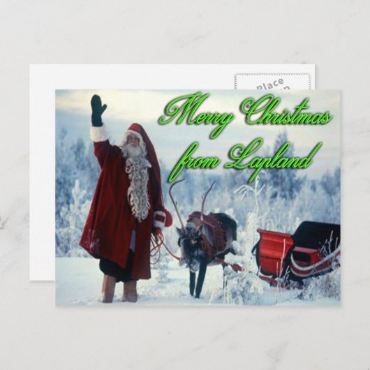 Vrolijk kerstfeest uit Lapland Feestdagenkaart (Voorkant / Achterkant)