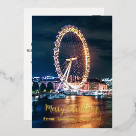 Vrolijk kerstfeest uit Londen Engeland Folie Feestdagenkaart