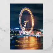 Vrolijk kerstfeest uit Londen Engeland Folie Feestdagenkaart (Voorkant)