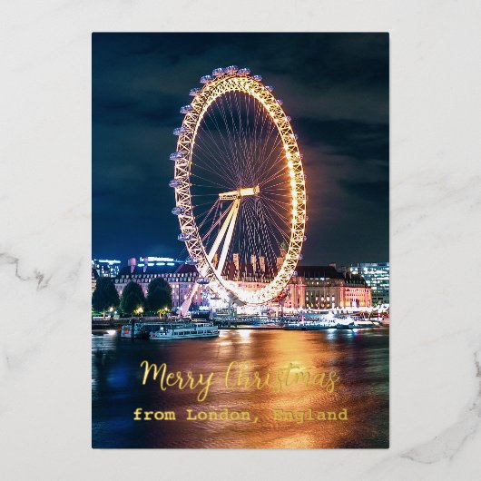 Vrolijk kerstfeest uit Londen Engeland Folie Feestdagenkaart (Voorkant)