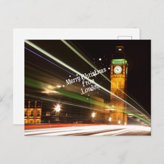 "Vrolijk kerstfeest uit Londen" met Big Ben Briefkaart (Voorkant / Achterkant)