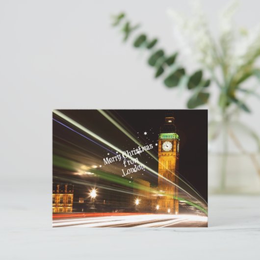 "Vrolijk kerstfeest uit Londen" met Big Ben Briefkaart (Staand voorkant)