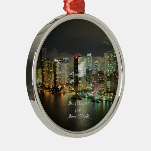 Vrolijk kerstfeest uit Miami, Florida Metalen Ornament (Rechts)