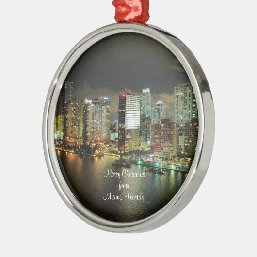 Vrolijk kerstfeest uit Miami, Florida Metalen Ornament (Links)