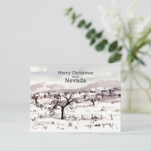 Vrolijk kerstfeest uit Nevada Joshua Tree Winter Feestdagenkaart (Staand voorkant)