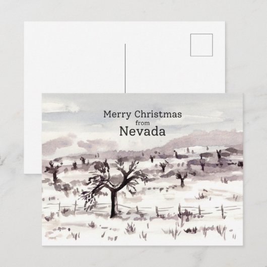 Vrolijk kerstfeest uit Nevada Joshua Tree Winter Feestdagenkaart (Voorkant / Achterkant)