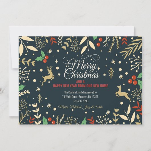 Vrolijk kerstfeest uit New Home Vakantie Aankondig Kaart (Voorkant)