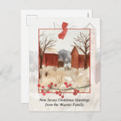 Vrolijk kerstfeest uit New Jersey Boerderij gepers Feestdagenkaart (Voorkant / Achterkant)