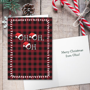 Vrolijk kerstfeest uit Ohio Buffalo Plaid Feestdagen Kaart