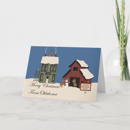 Vrolijk kerstfeest uit Oklahoma Feestdagen Kaart (Voorkant)