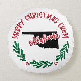 Vrolijk kerstfeest uit Oklahoma US Red Green White Rond Kussen