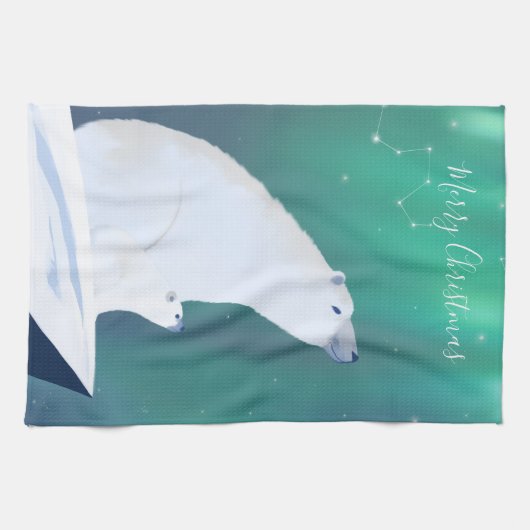 Vrolijk kerstfeest uit pooier-Beren  Theedoek (Horizontaal)