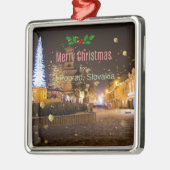 Vrolijk kerstfeest uit Poprad, Slowakije Metalen Ornament (Links)