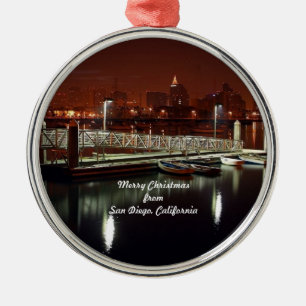 Vrolijk kerstfeest uit San Diego, Californië Metalen Ornament