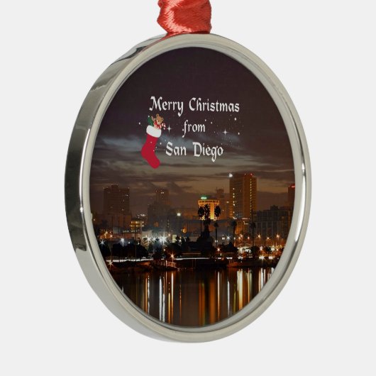 Vrolijk kerstfeest uit San Diego Metalen Ornament (Rechts)