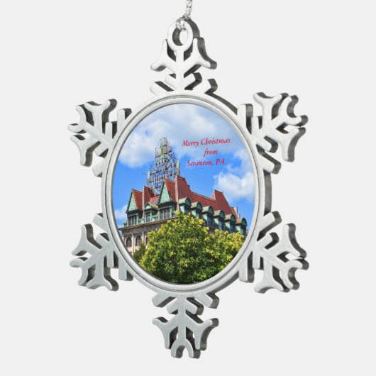 Vrolijk kerstfeest uit Scranton, PA-versiering Tin Sneeuwvlok Ornament (Rechts)