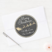 Vrolijk kerstfeest uit sinterrendiersmat grijs ronde sticker (Envelop)