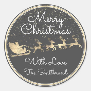 Vrolijk kerstfeest uit sinterrendiersmat grijs ronde sticker