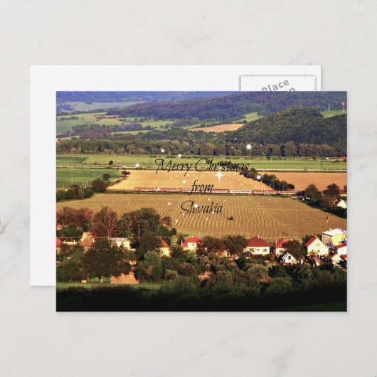 Vrolijk kerstfeest uit Slowakije custom design Feestdagenkaart (Voorkant / Achterkant)