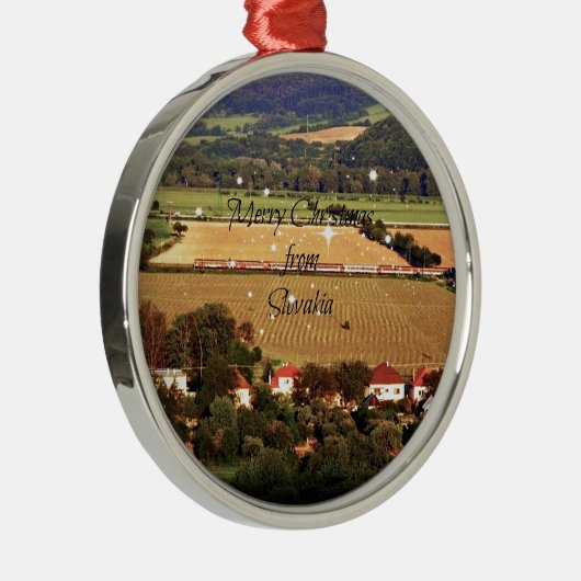 Vrolijk kerstfeest uit Slowakije Metalen Ornament (Rechts)