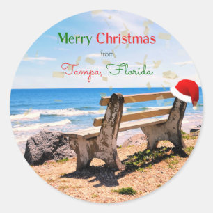 Vrolijk kerstfeest uit Tampa, Florida Ronde Sticker