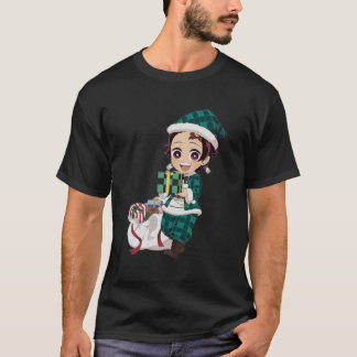 Vrolijk kerstfeest uit Tanjiro Kamado Demon Slayer T-shirt