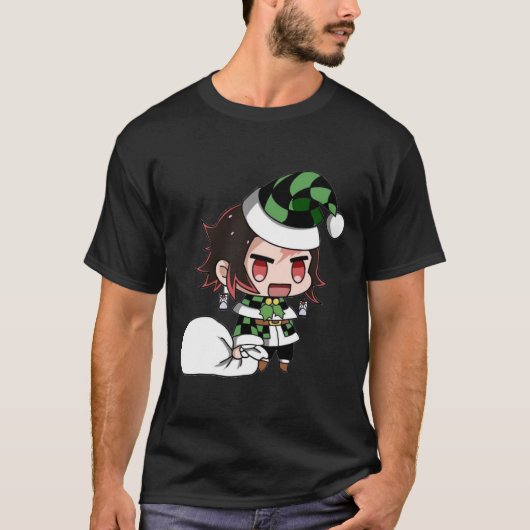 Vrolijk kerstfeest uit Tanjiro Kamado Demon Slayer T-shirt (Voorkant)