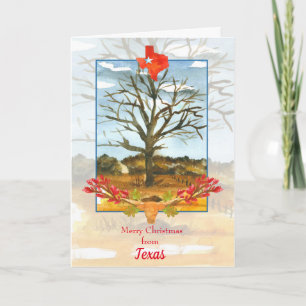 Vrolijk kerstfeest uit Texas Longhorn Kaart