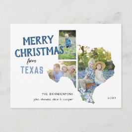 Vrolijk kerstfeest uit Texas Three Photo Briefkaar Briefkaart