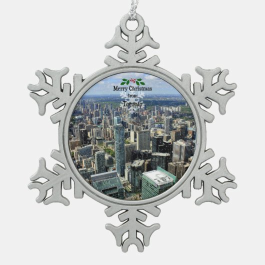 Vrolijk kerstfeest uit Toronto, Tin Sneeuwvlok Ornament (Voorkant)