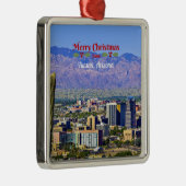 Vrolijk kerstfeest uit Tucson, Arizona, Metalen Ornament (Rechts)