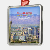 Vrolijk kerstfeest uit Tucson, Arizona, Metalen Ornament (Links)