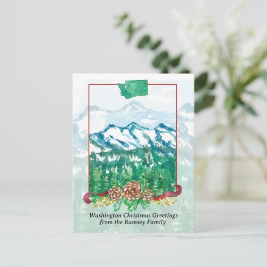 Vrolijk kerstfeest uit Washington Mt. Rainier Snow Feestdagenkaart (Staand voorkant)